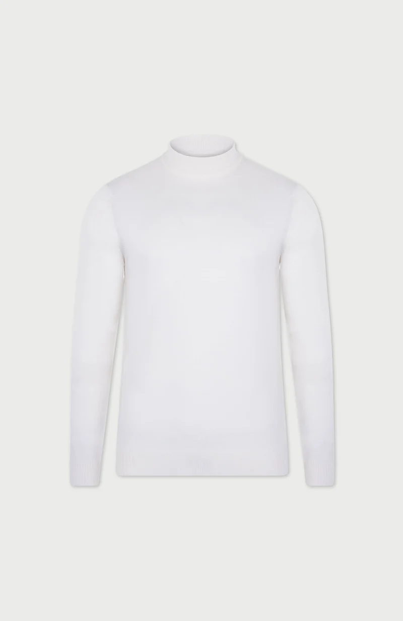 Mens Extra Fine Merino Wool Mock Turtleneck Jumper