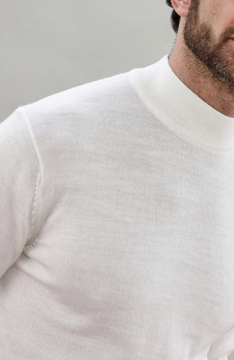 Mens Extra Fine Merino Wool Mock Turtleneck Jumper