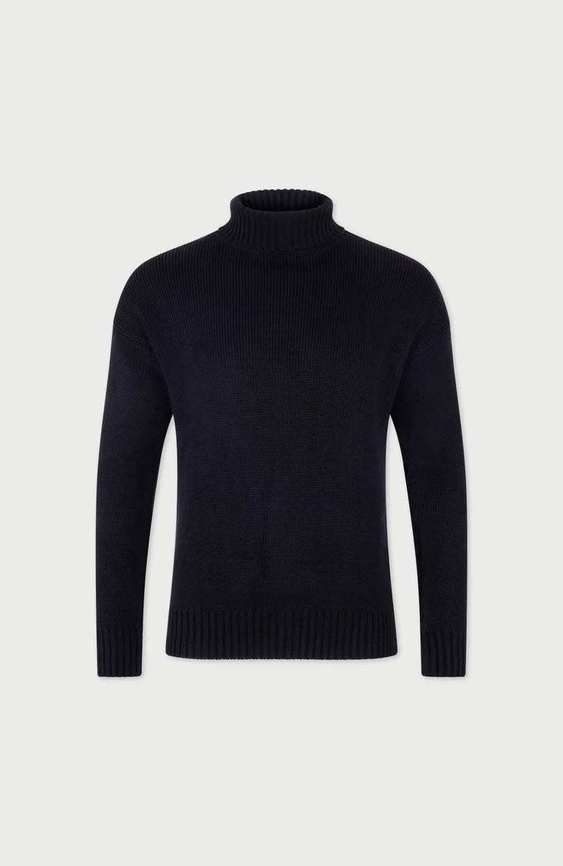 Mens Heavyweight Cotton Submariner Roll Neck Jumper