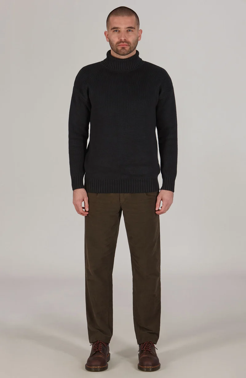 Mens Heavyweight Cotton Submariner Roll Neck Jumper