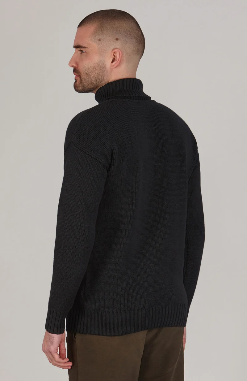 Mens Heavyweight Cotton Submariner Roll Neck Jumper