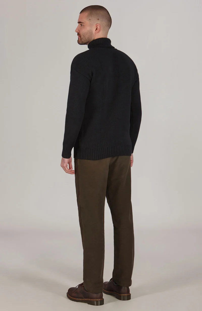 Mens Heavyweight Cotton Submariner Roll Neck Jumper