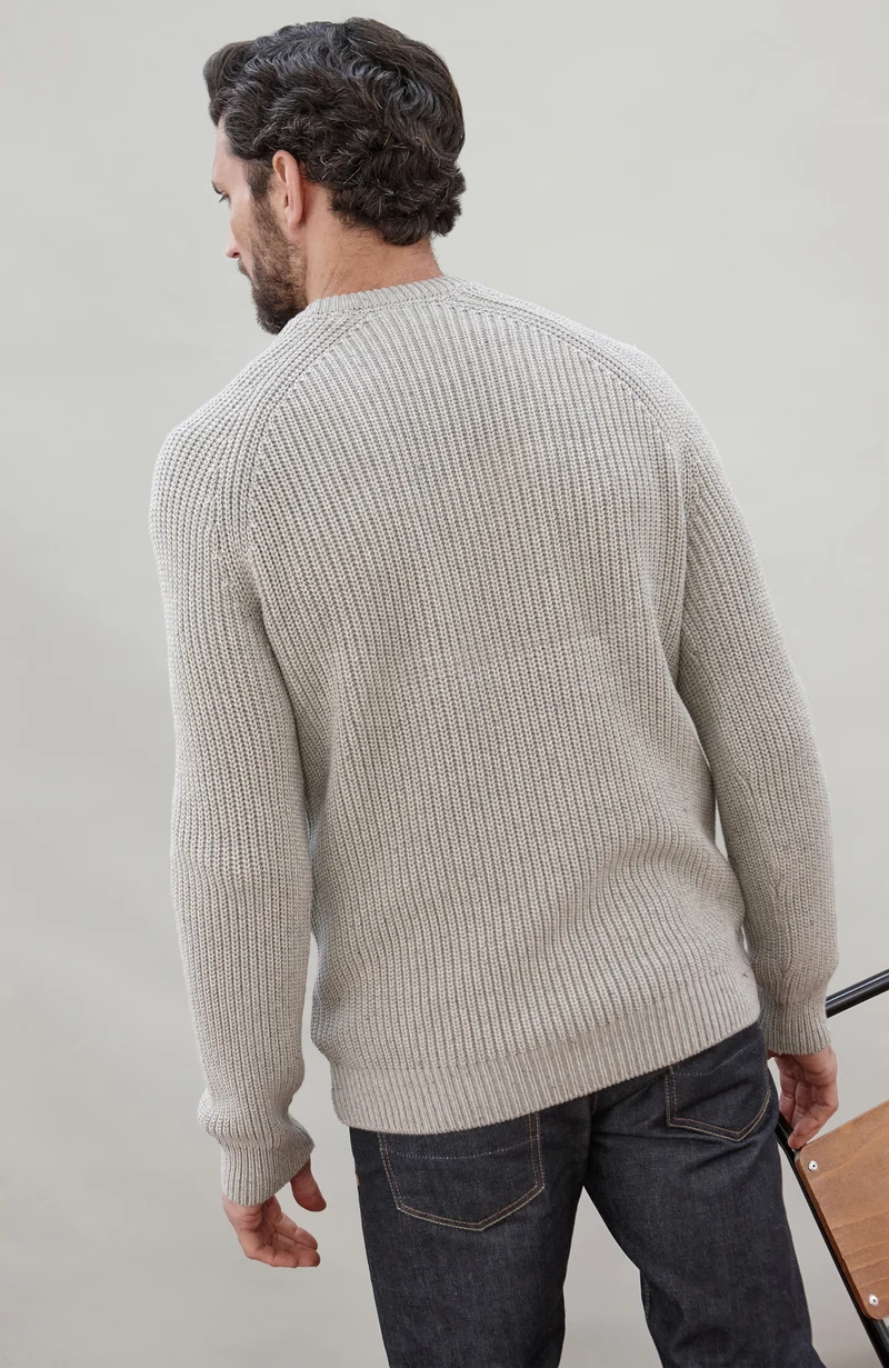 Mens Heavyweight Cotton Fisherman Rib Knit Jumper