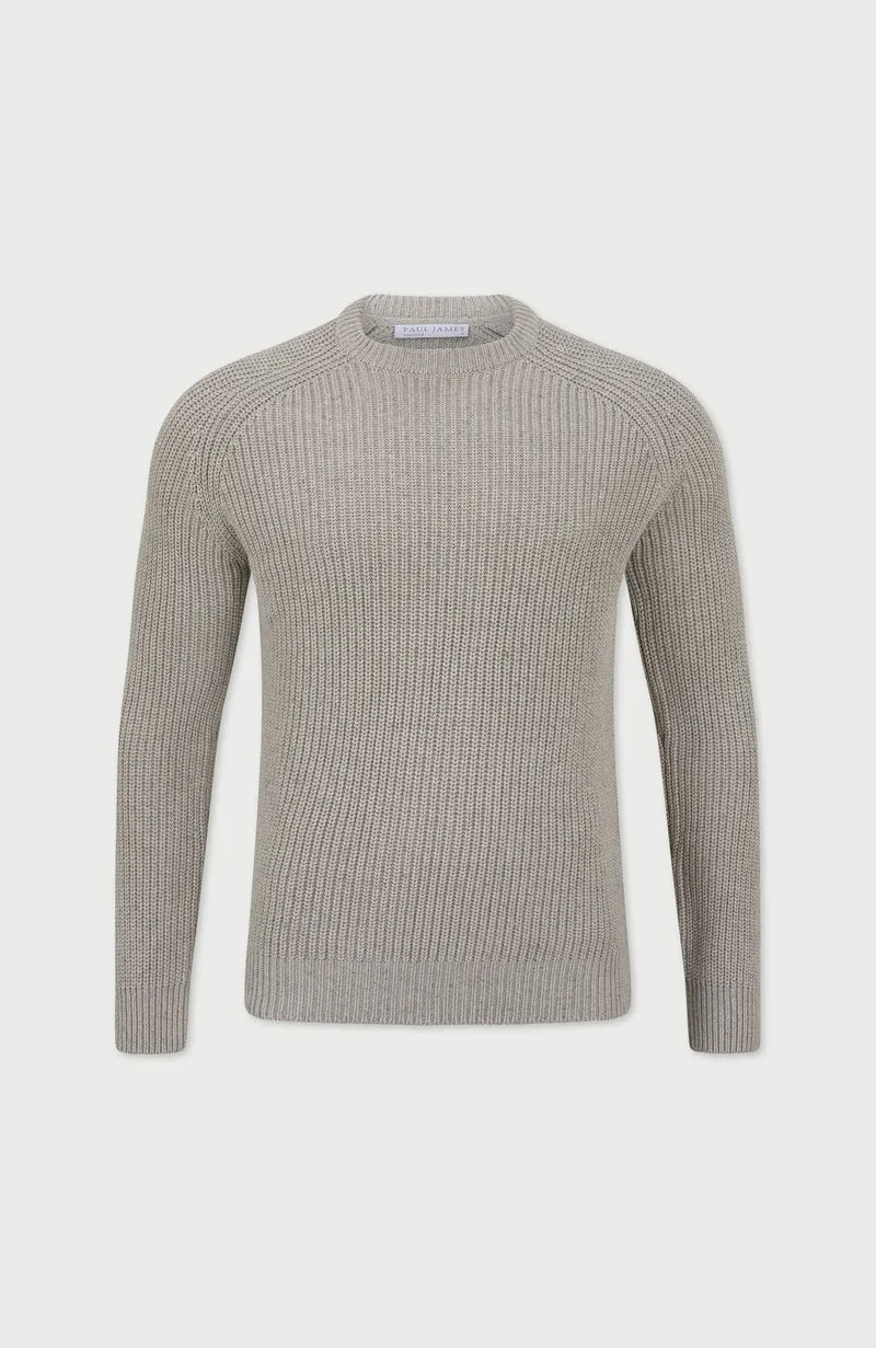 Mens Heavyweight Cotton Fisherman Rib Knit Jumper