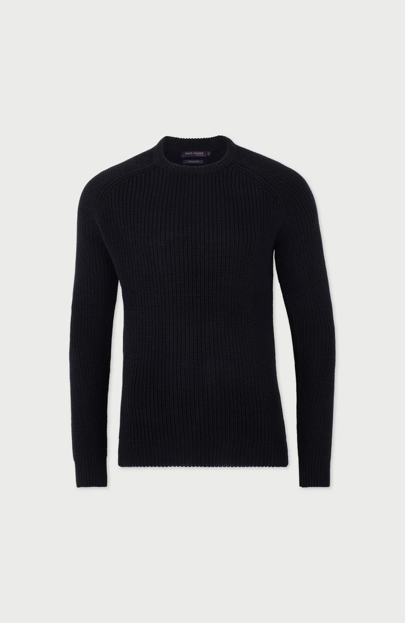 Mens Heavyweight Cotton Fisherman Rib Knit Jumper