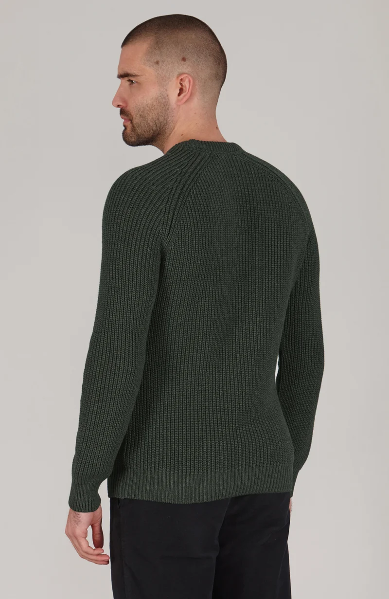 Mens Heavyweight Cotton Fisherman Rib Knit Jumper
