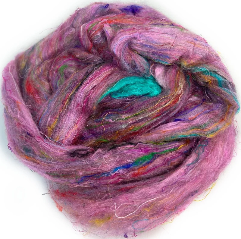 Pulled Silk (recycled sari) for yarn spinning, felting and crafting projects.