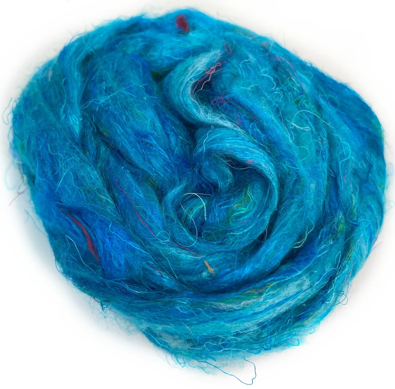 Pulled Silk (recycled sari) for yarn spinning, felting and crafting projects.