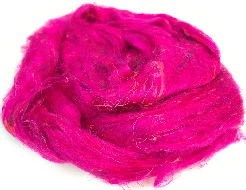 Pulled Silk (recycled sari) for yarn spinning, felting and crafting projects.