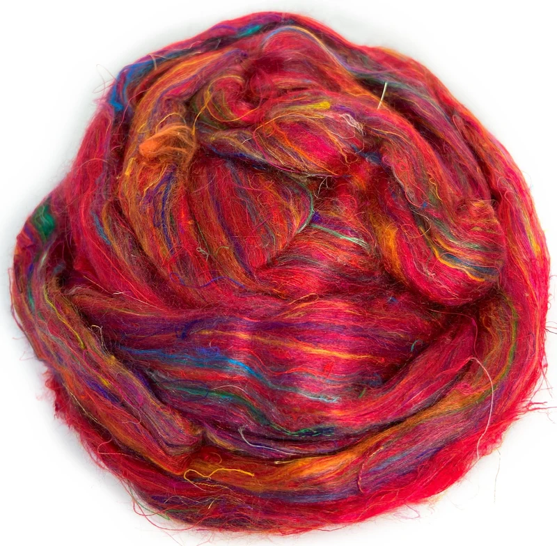 Pulled Silk (recycled sari) for yarn spinning, felting and crafting projects.