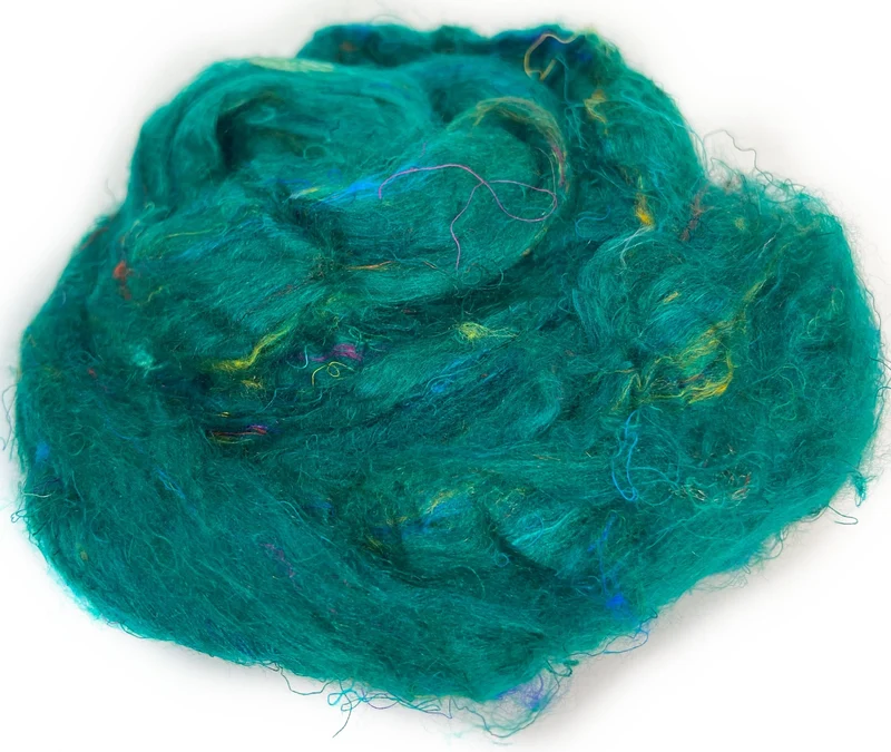 Pulled Silk (recycled sari) for yarn spinning, felting and crafting projects.
