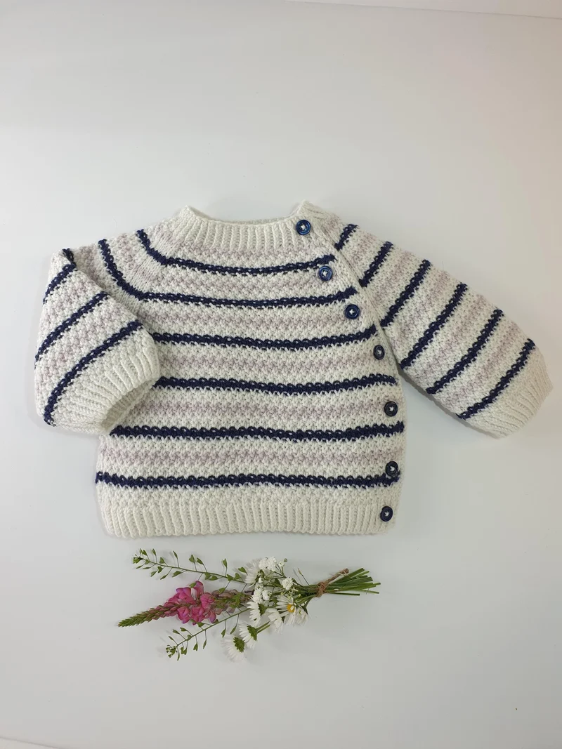Pull bébé Peuplier à tricoter.