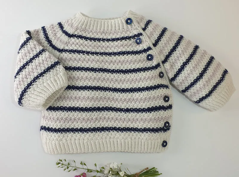 Pull bébé Peuplier à tricoter.