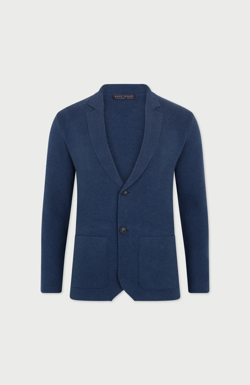 Mens Midweight Cotton Deconstructed Knitted Blazer