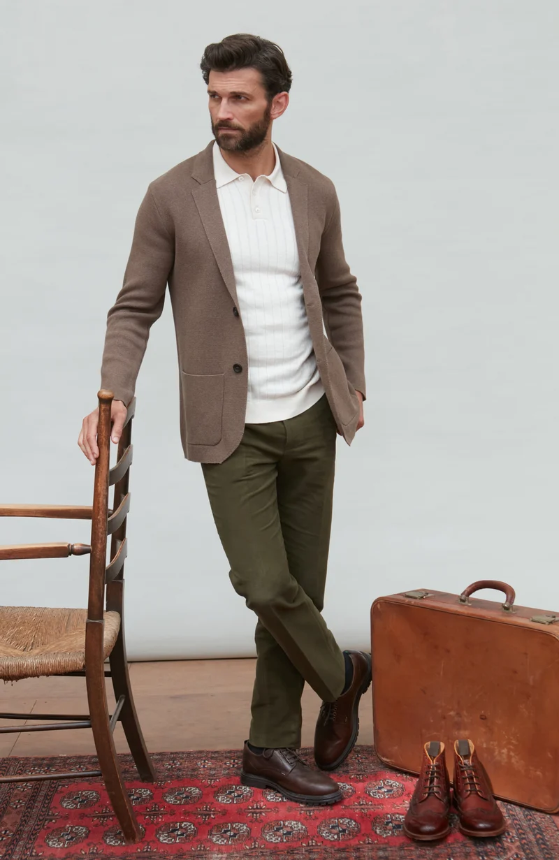 Mens Midweight Cotton Deconstructed Knitted Blazer