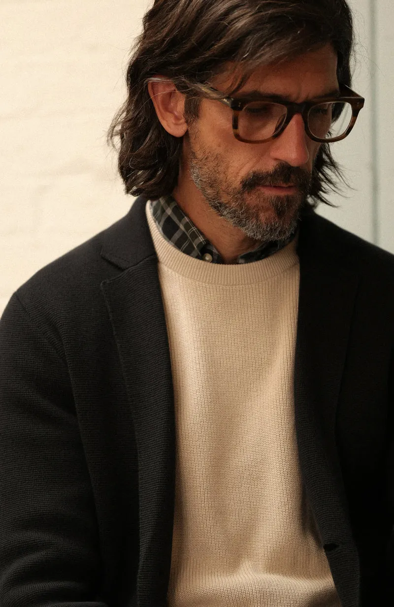 Mens Midweight Cotton Deconstructed Knitted Blazer