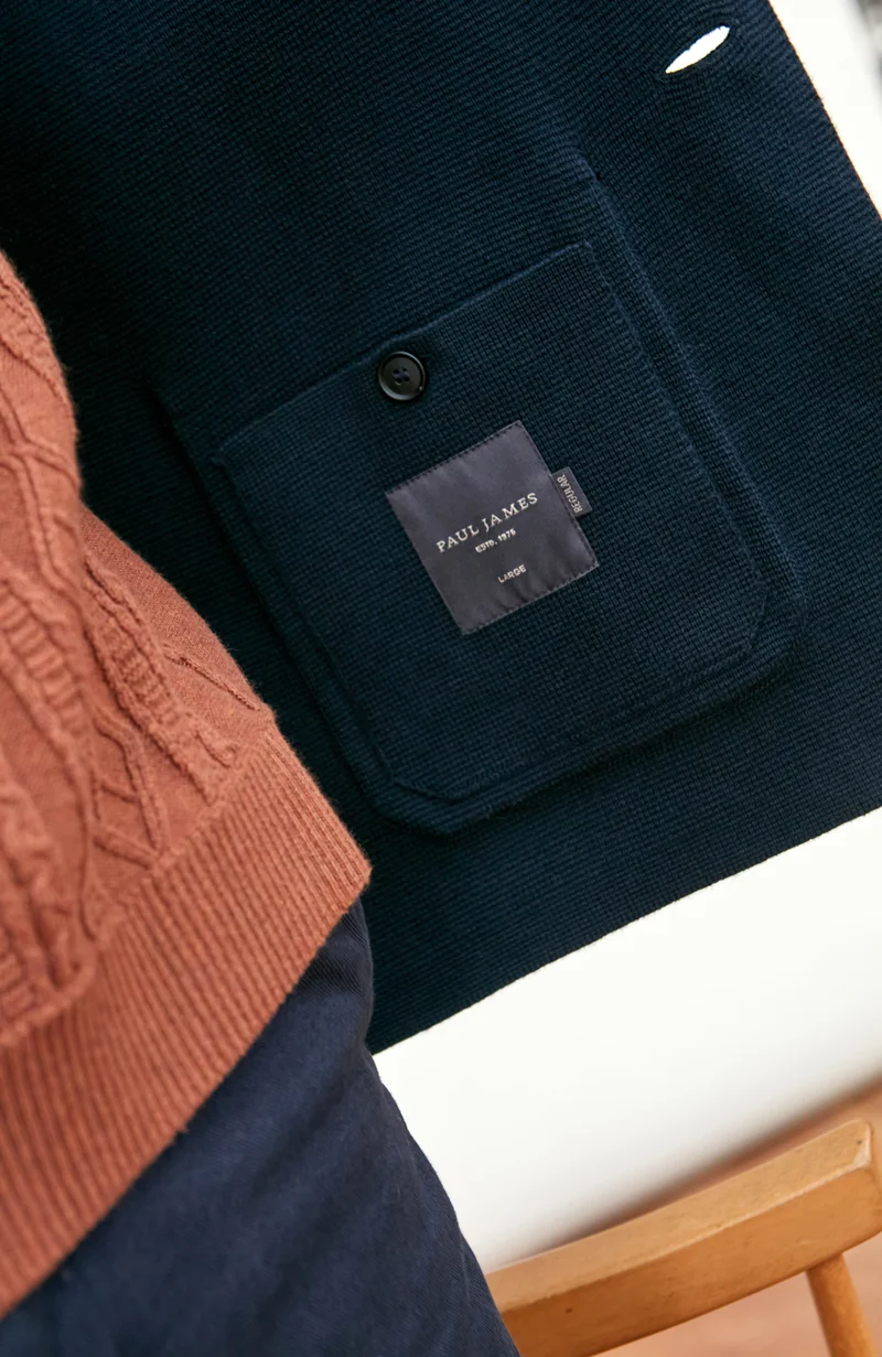 Mens Midweight Cotton Deconstructed Knitted Blazer