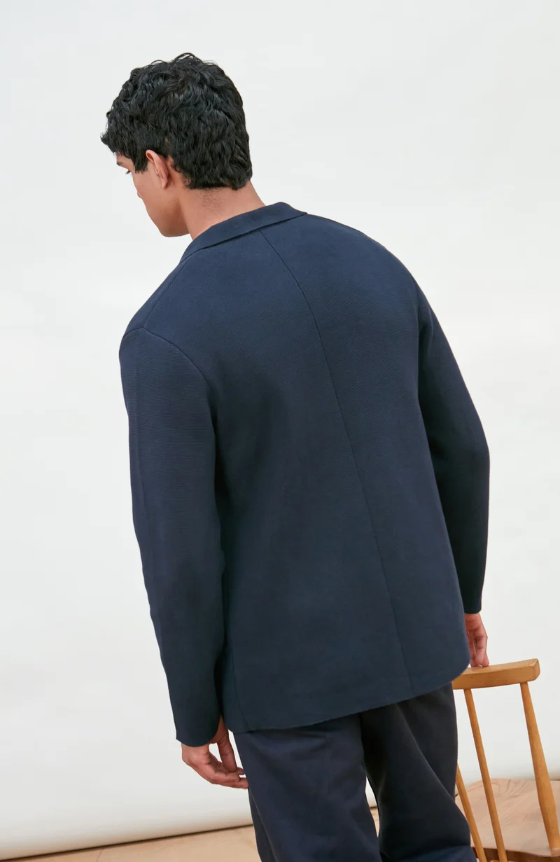 Mens Midweight Cotton Deconstructed Knitted Blazer