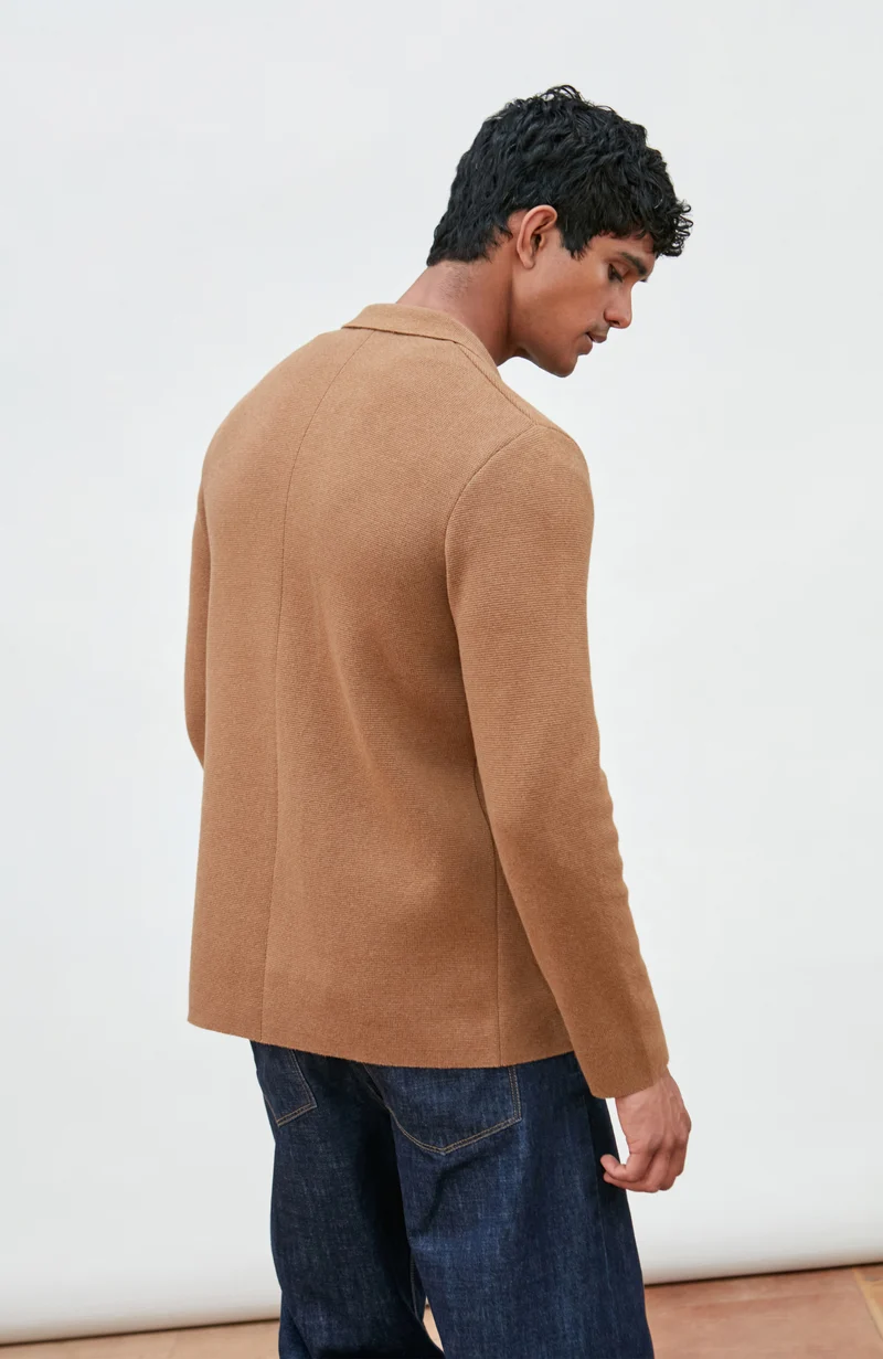 Mens Midweight Cotton Deconstructed Knitted Blazer