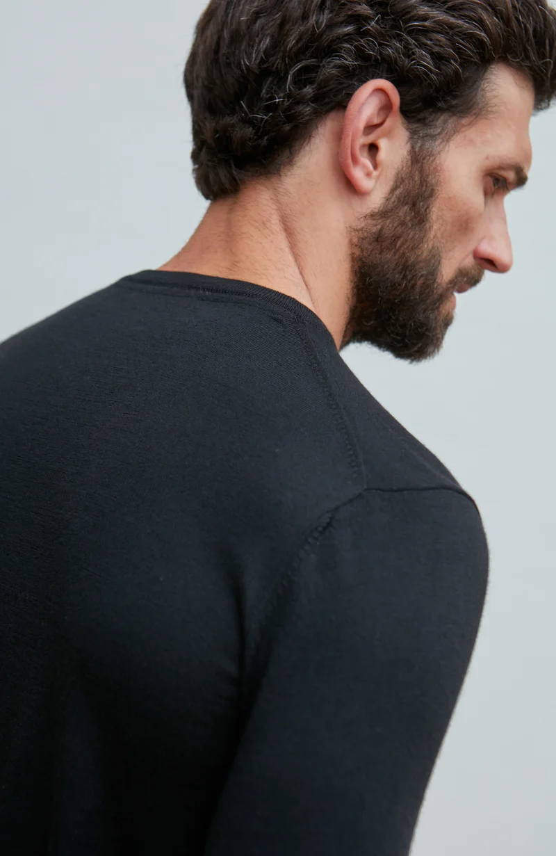 Mens Superfine Merino Silk Crew Neck Jumper