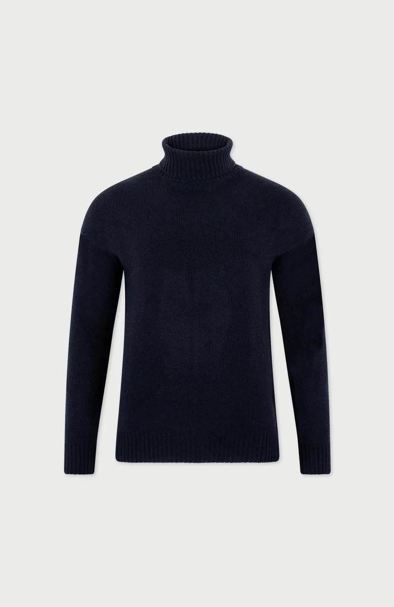 Mens Merino Cashmere Submariner Roll Neck Jumper
