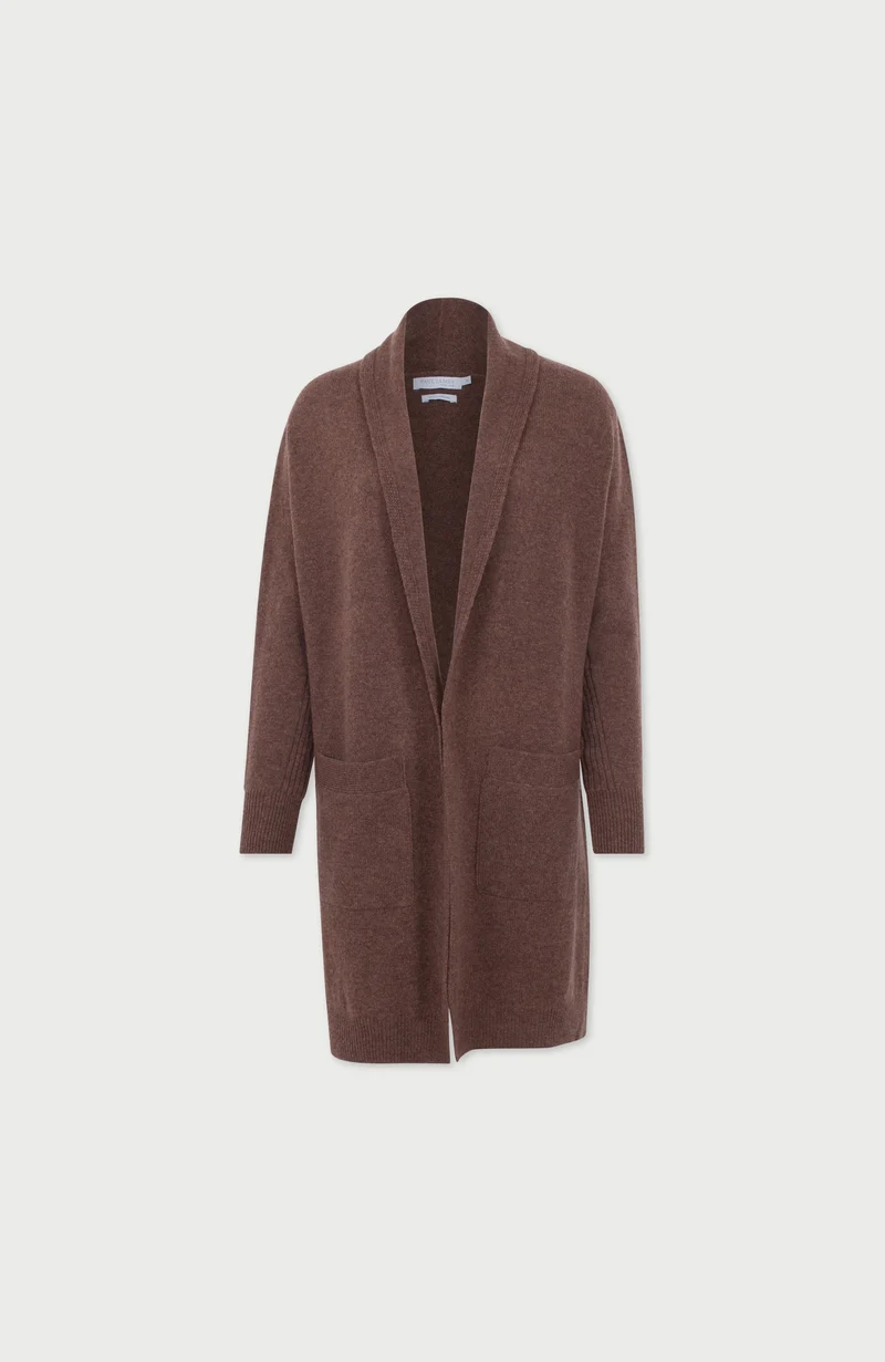 Womens Pure Lambswool Long Line Cardigan with Pockets