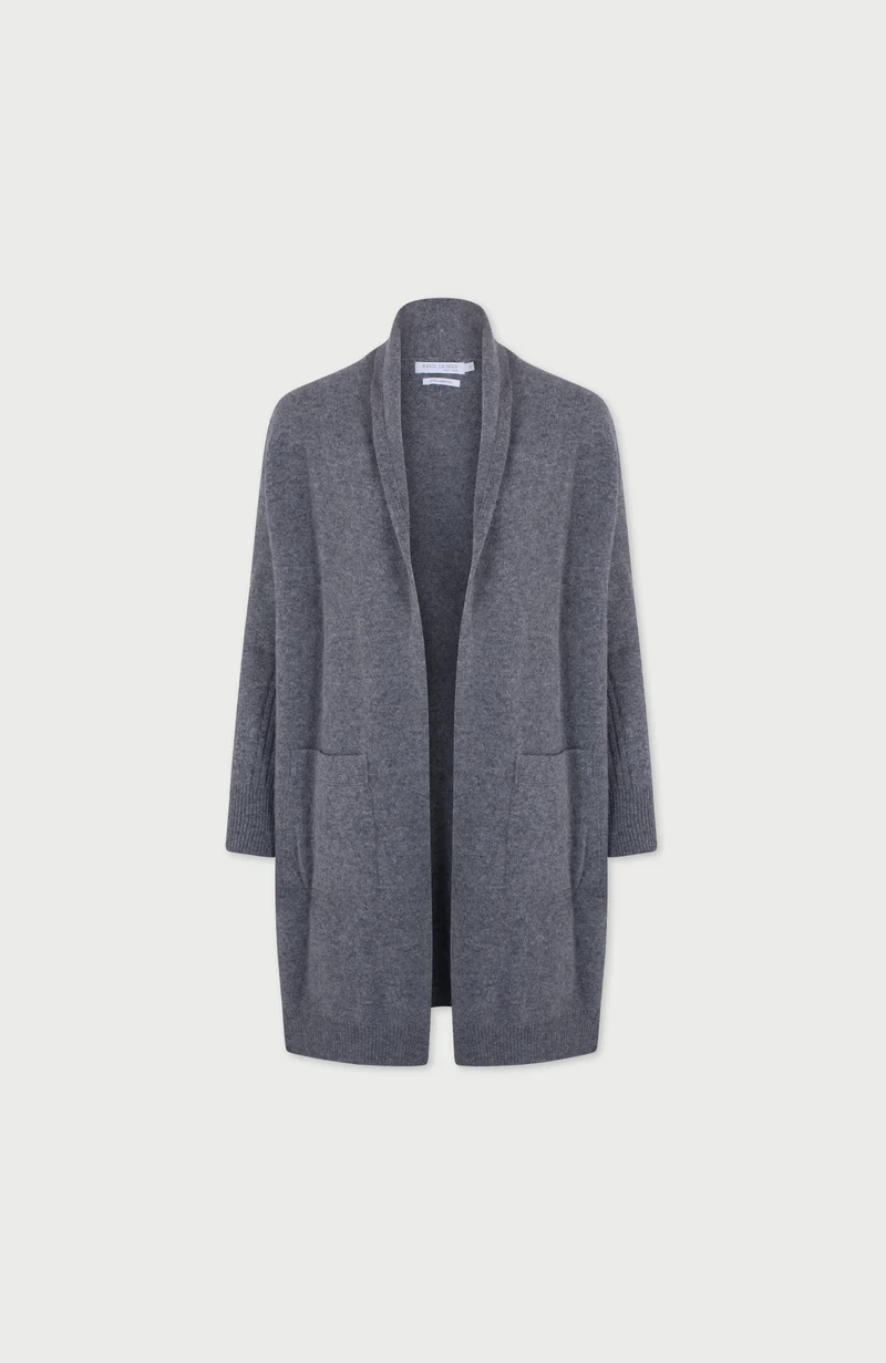 Womens Pure Lambswool Long Line Cardigan with Pockets