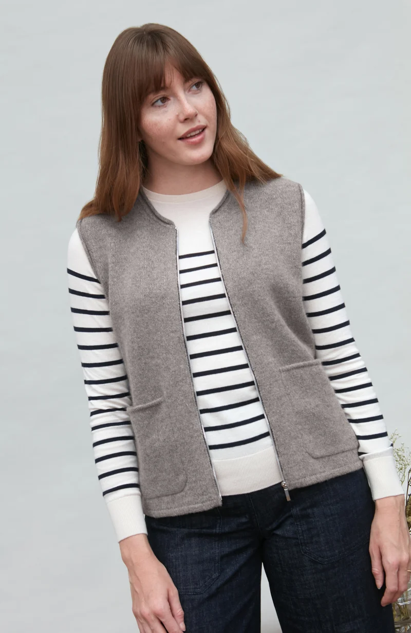 Womens Ultra Fine Cotton Breton Crew Neck Jumper