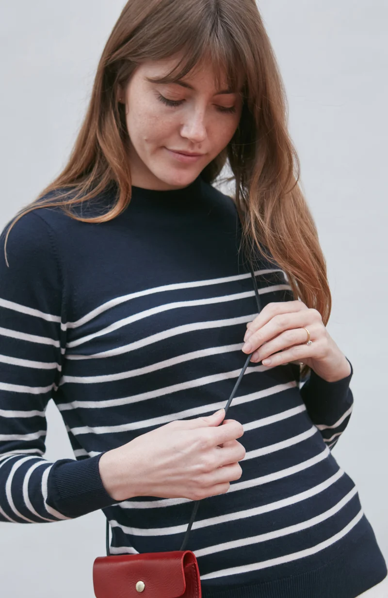 Womens Ultra Fine Cotton Breton Crew Neck Jumper