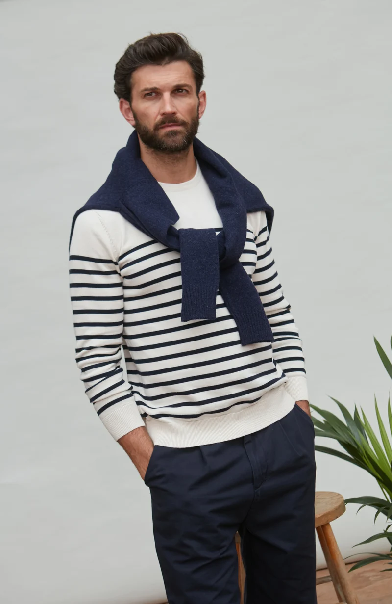 Mens Lightweight Cotton Striped Breton Sweater