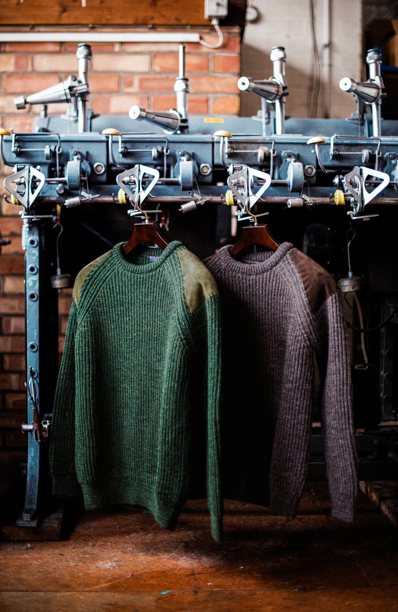Mens Chunky British Wool Ribbed Shooting Jumper
