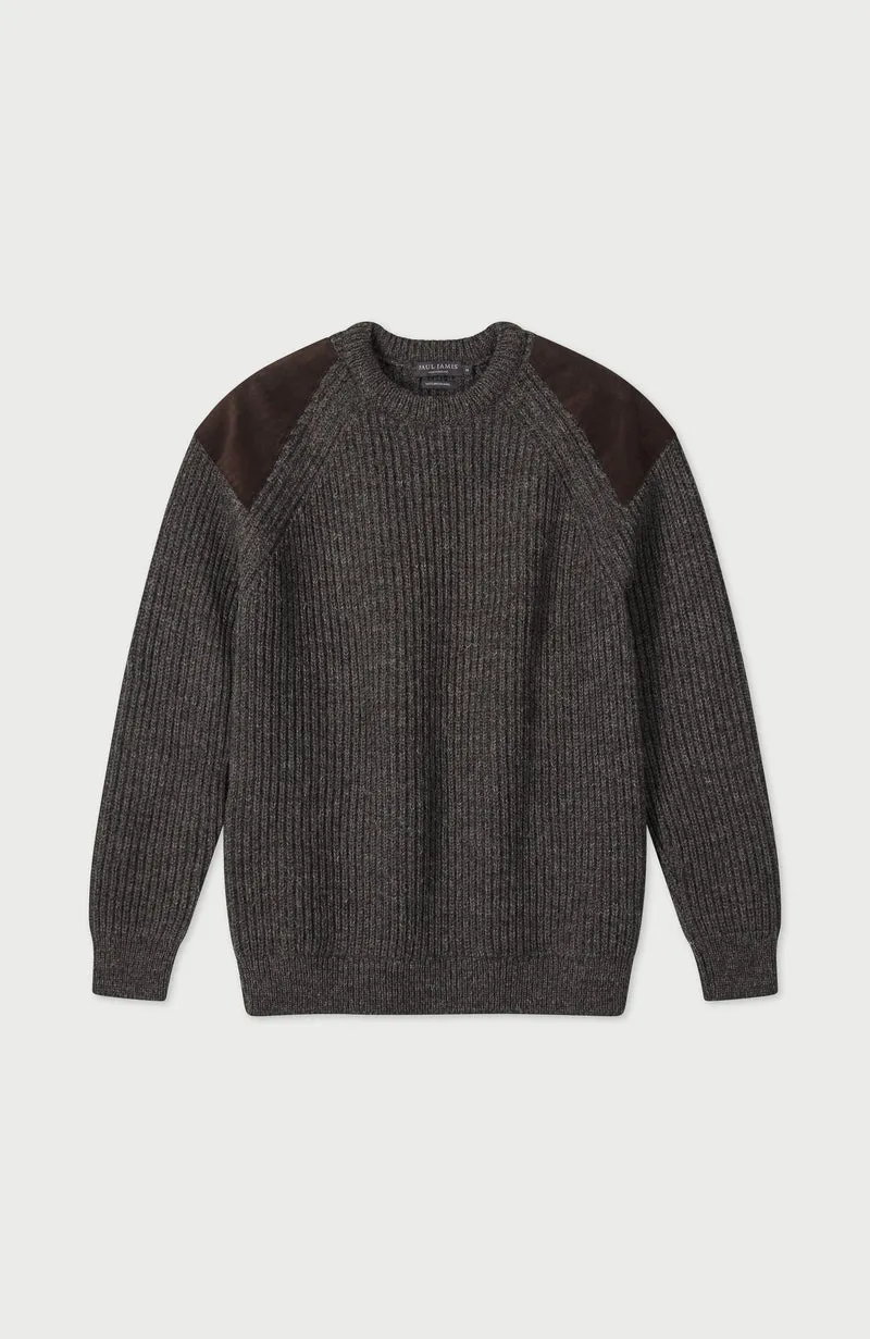 Mens Chunky British Wool Ribbed Shooting Jumper