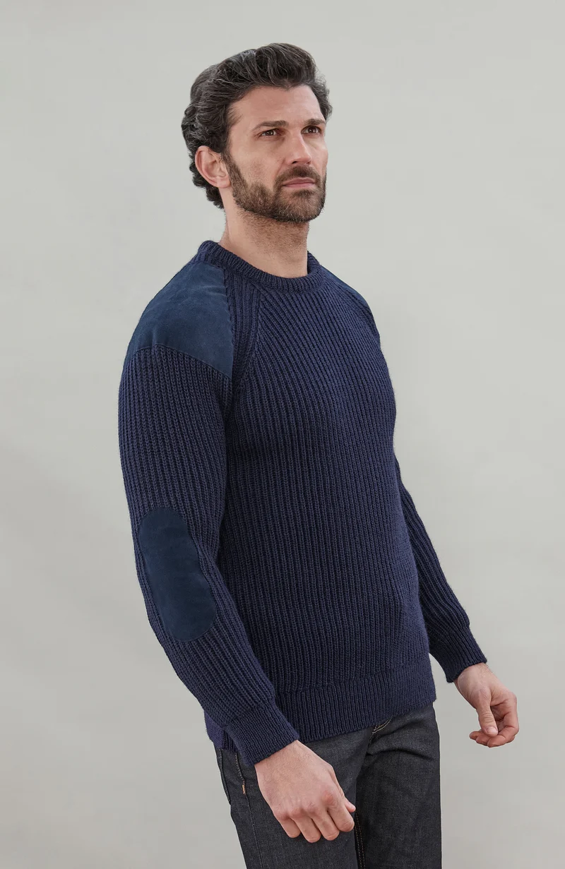 Mens Chunky British Wool Ribbed Shooting Jumper