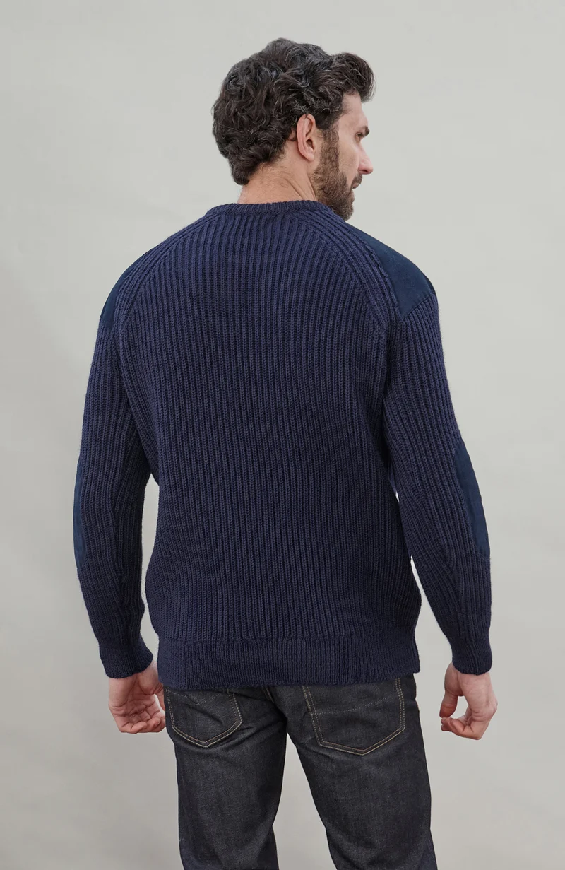 Mens Chunky British Wool Ribbed Shooting Jumper