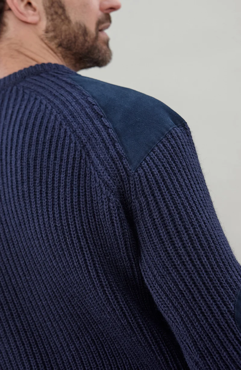 Mens Chunky British Wool Ribbed Shooting Jumper