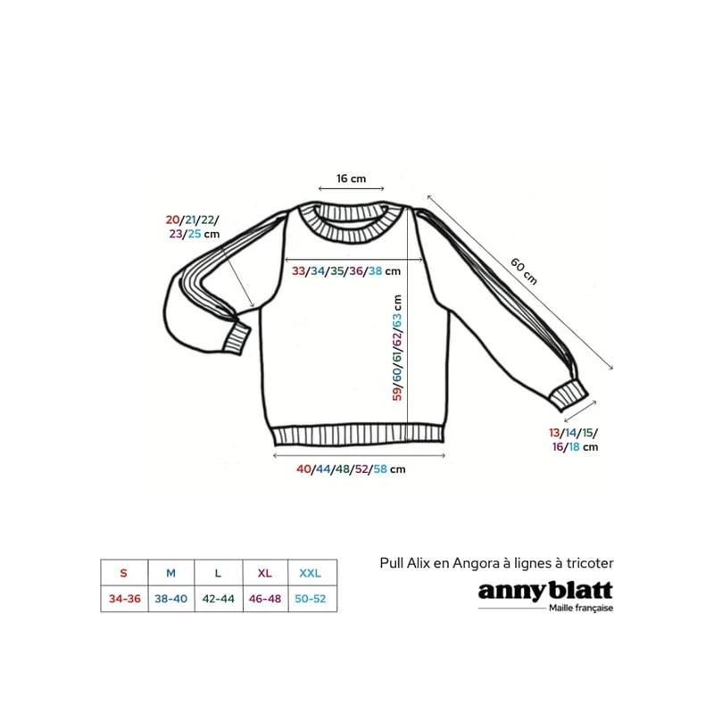 Pull Alix à tricoter en angora et doré.