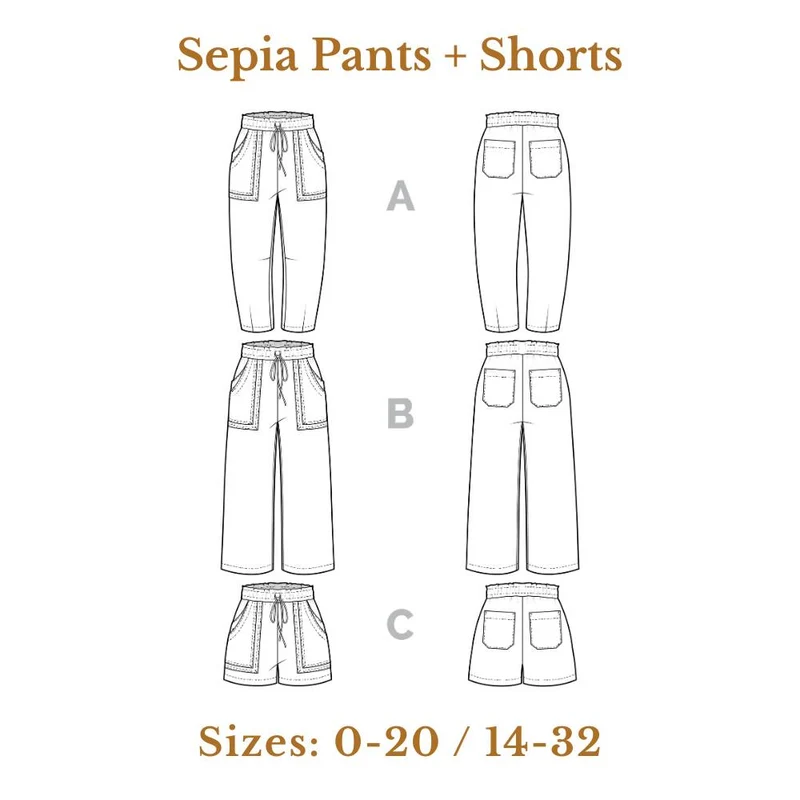 PATRON DE COUTURE PDF | Pantalon et short Sepia | Closet Core | BILINGUE (FR/EN)