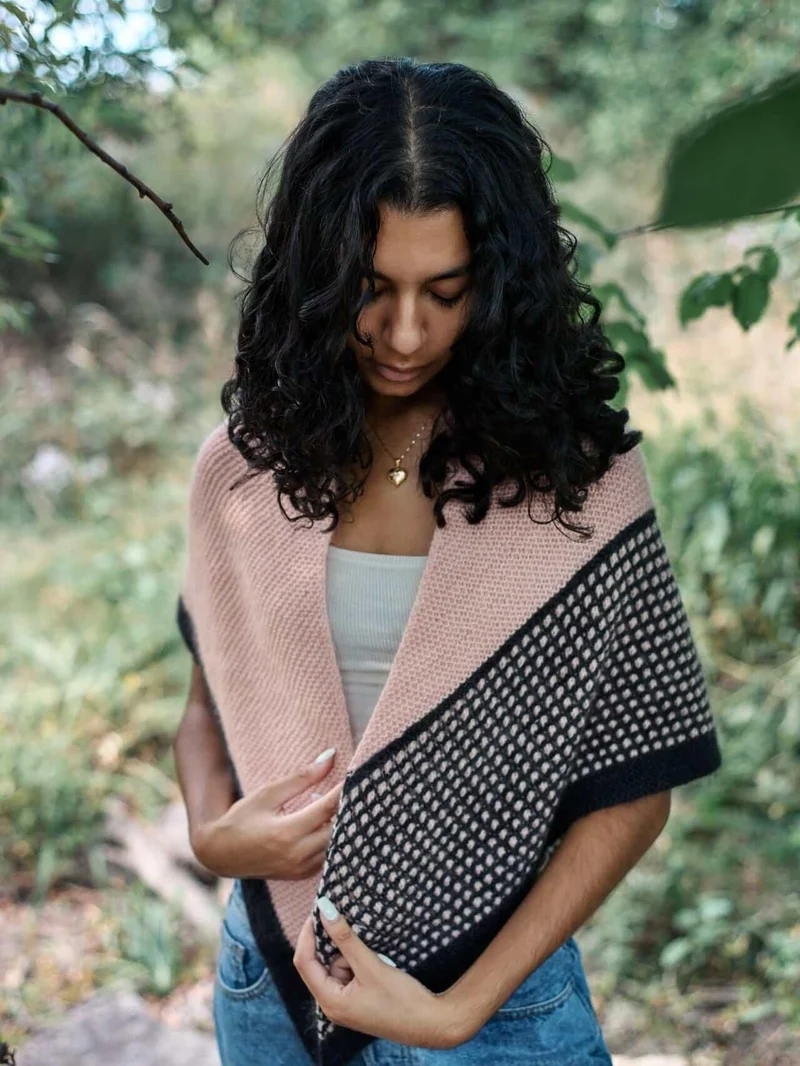 Knitting kit - PINK GRAPHITE shawl by Melanie Rice