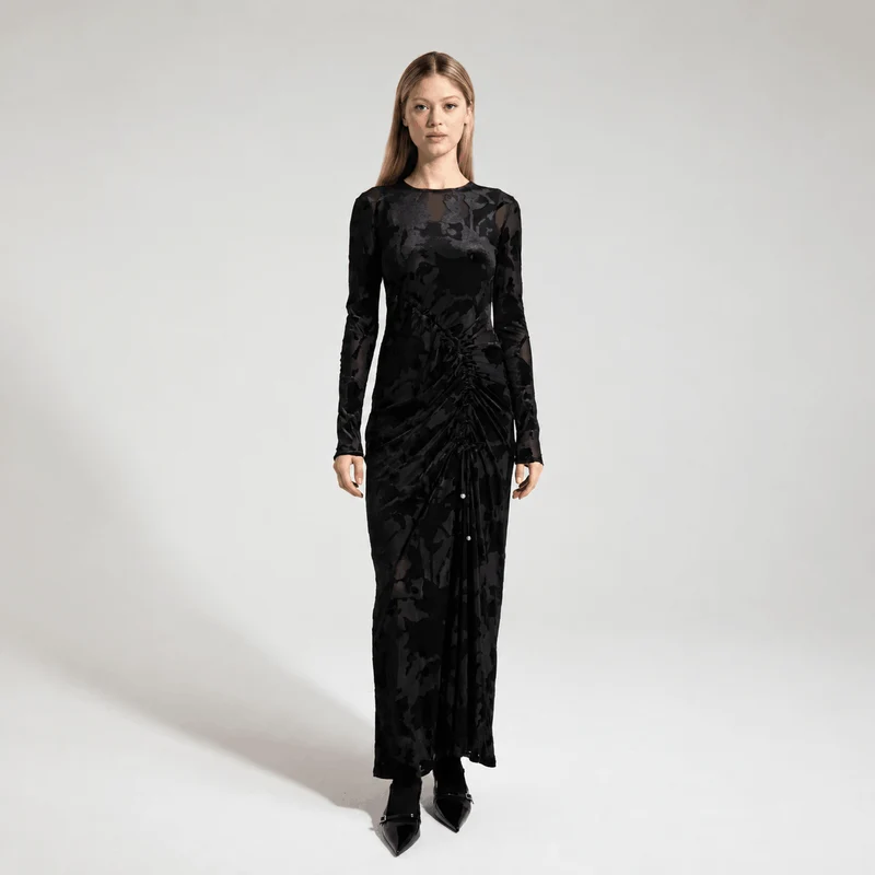 Jersey Dévoré Velours | Noir | Nadya Toto Designer Deadstock