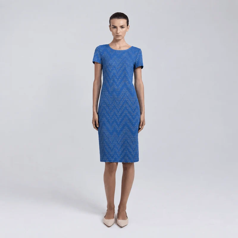 Jacquard tricoté à chevrons | Bleu royal | Deadstock de designer Nadya Toto