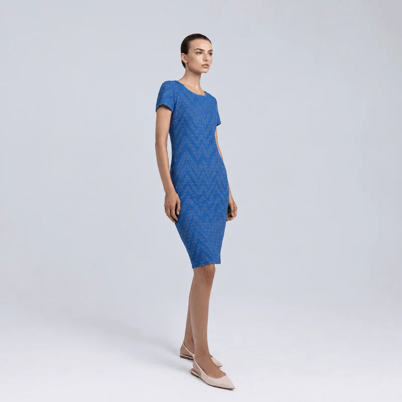Jacquard tricoté à chevrons | Bleu royal | Deadstock de designer Nadya Toto