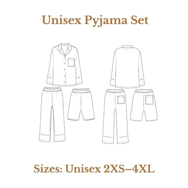 Patron de couture PDF | Ensemble pyjama unisexe | Wardrobe by Me | Unisexe