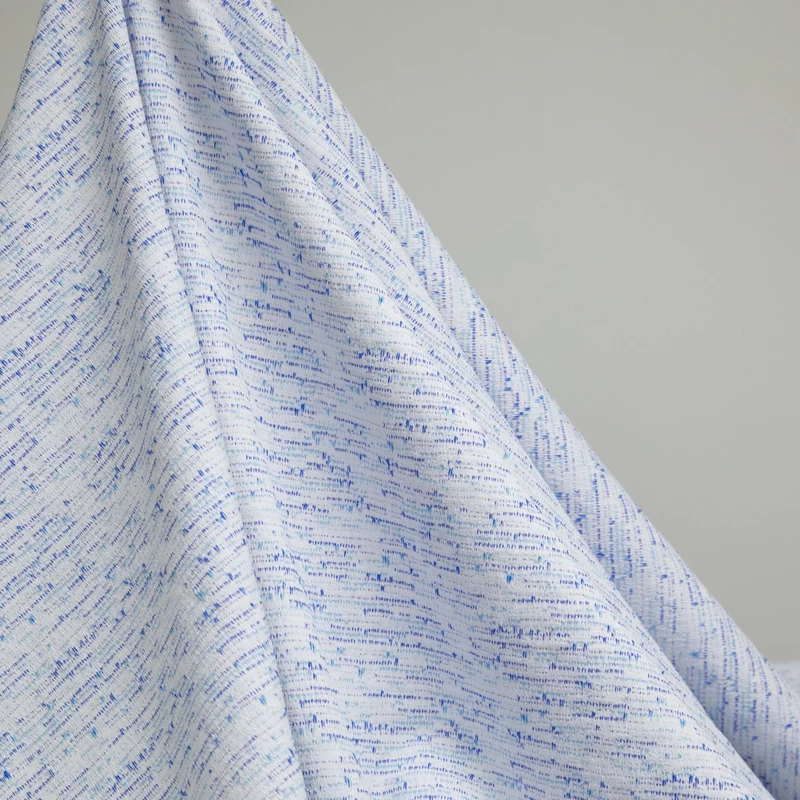 Jacquard tricoté effet tweed | Bleu & blanc | Deadstock de designer Nadya Toto