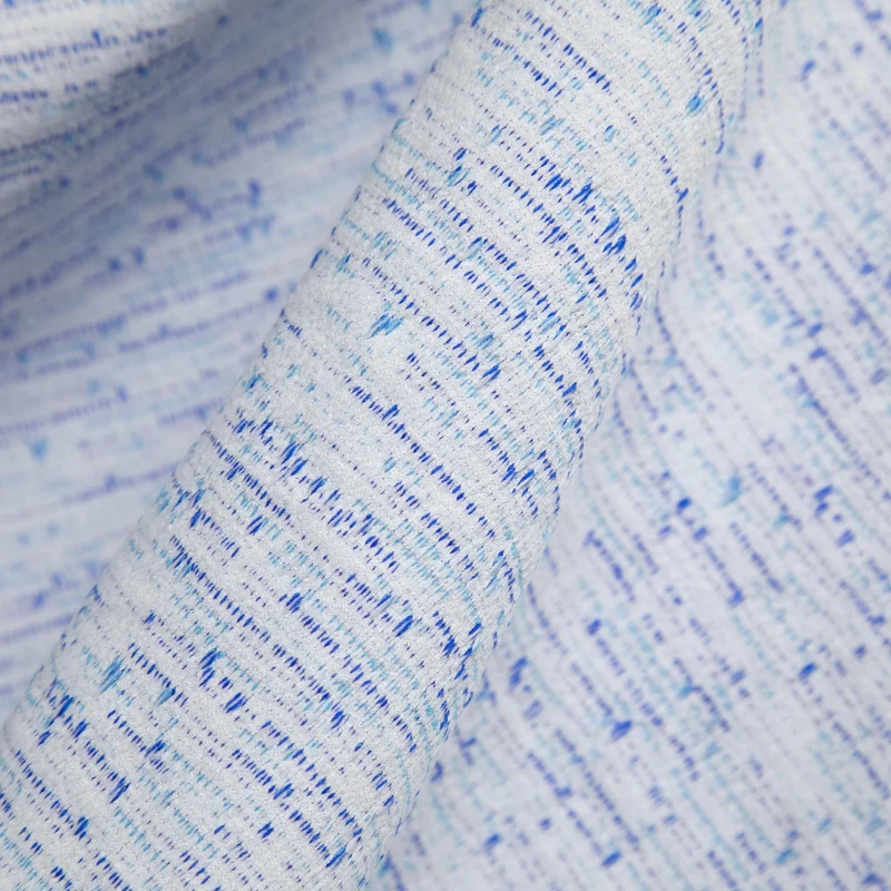 Jacquard tricoté effet tweed | Bleu & blanc | Deadstock de designer Nadya Toto