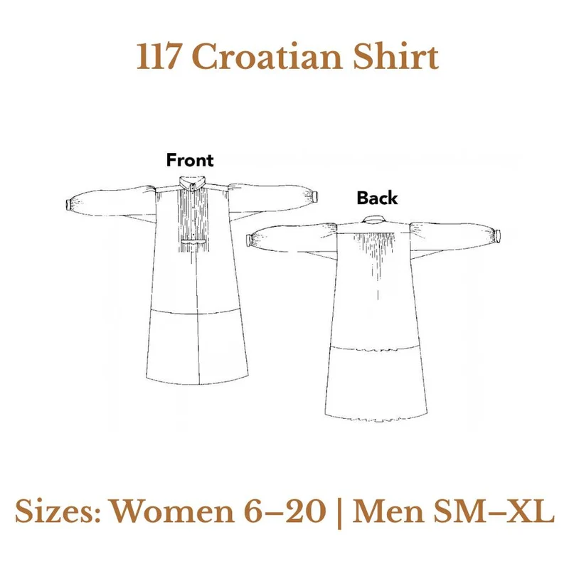 Patron de couture PDF | Chemise croate 117 | Vêtements traditionnels | Unisexe