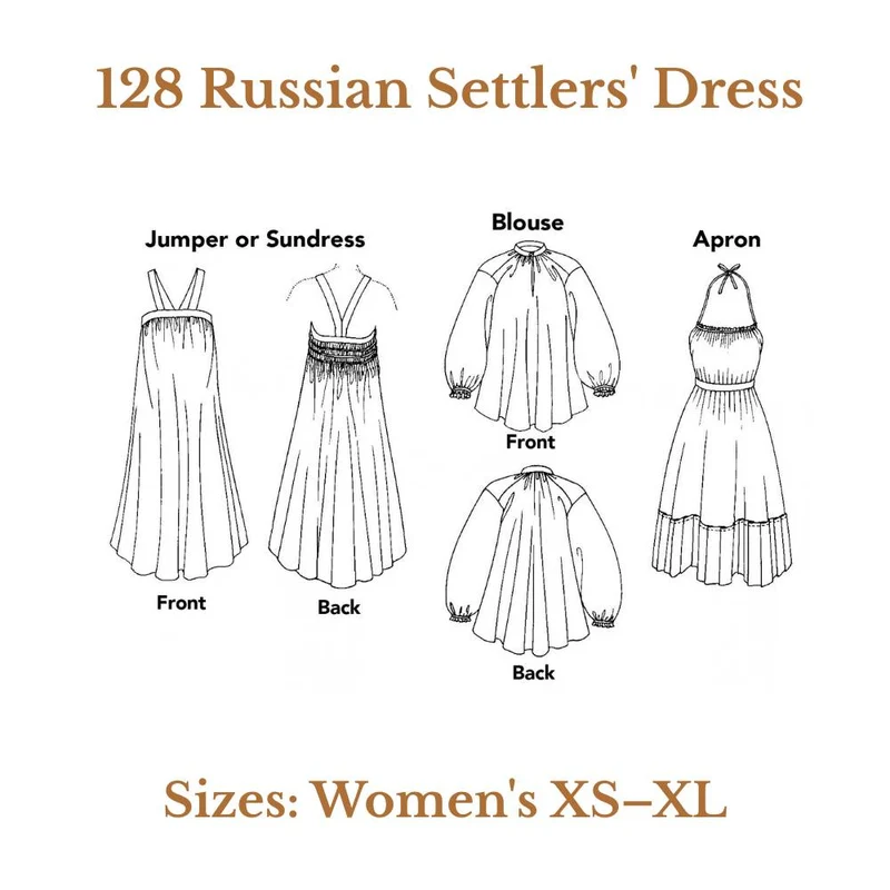 Patron de couture PDF | Robe de colon russe (128 pièces) | Vêtements traditionnels
