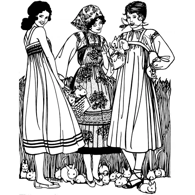 Patron de couture PDF | Robe de colon russe (128 pièces) | Vêtements traditionnels