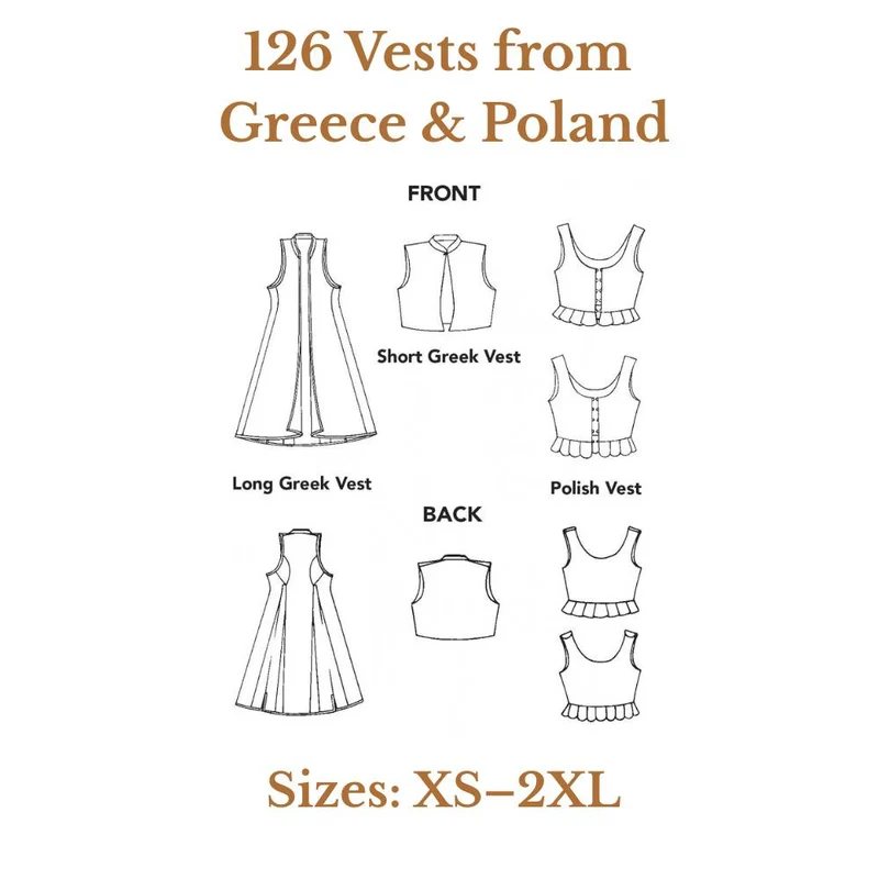 Patron de couture PDF | 126 gilets de Grèce et de Pologne | Folkwear | Unisexe