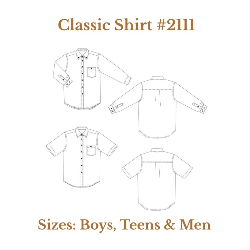 Patron de couture PDF | Chemise classique n° 2111 | Jalie | Hommes et garçons | Bilinguisme (EN / FR)