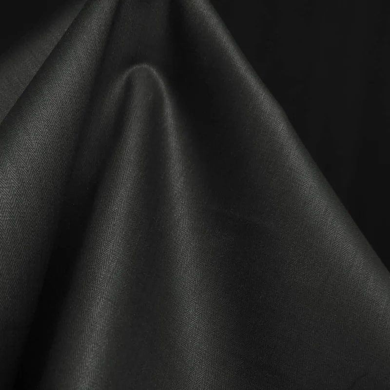 Tissu chevron déperlant en chanvre et coton biologique | Noir